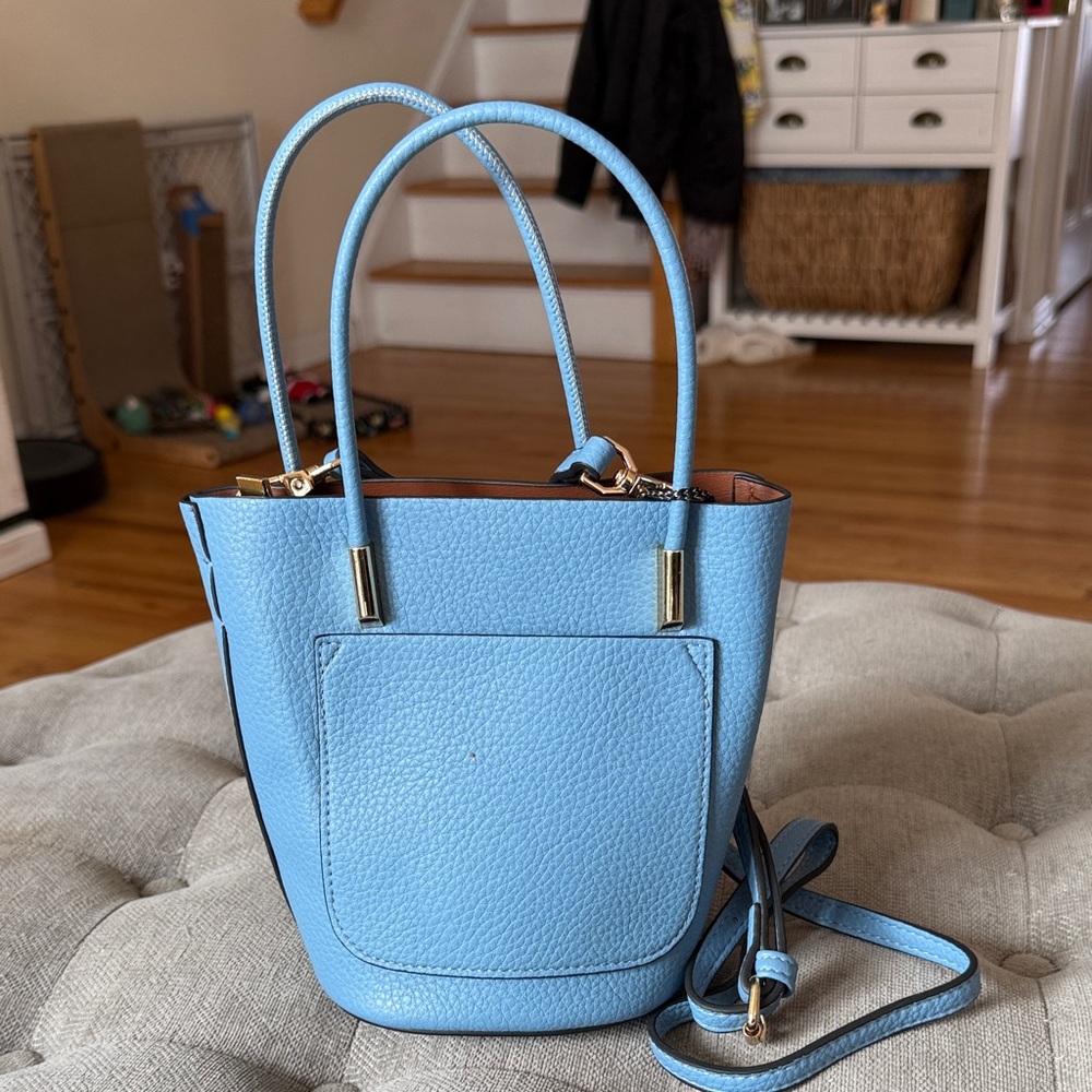 Elegant Blue Leather Tote Bag